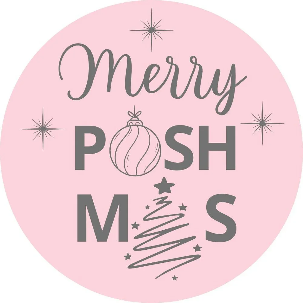100 thermal Stickers Merry Poshmas 2” Round Labels,